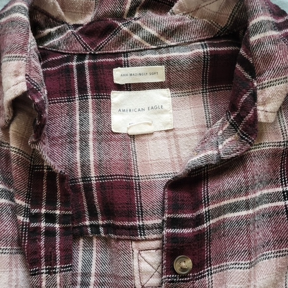 American Eagle Plaid Button Down, Purple Size S - Picture 2 of 2